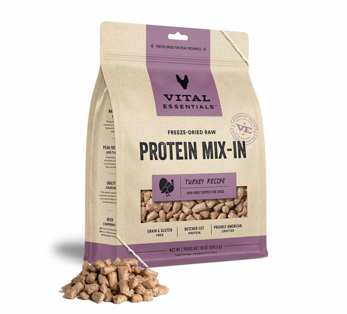 Vital Essentials(R) Freeze-Dried Raw Turkey Protein Mix-In Meal Topper for Dogs