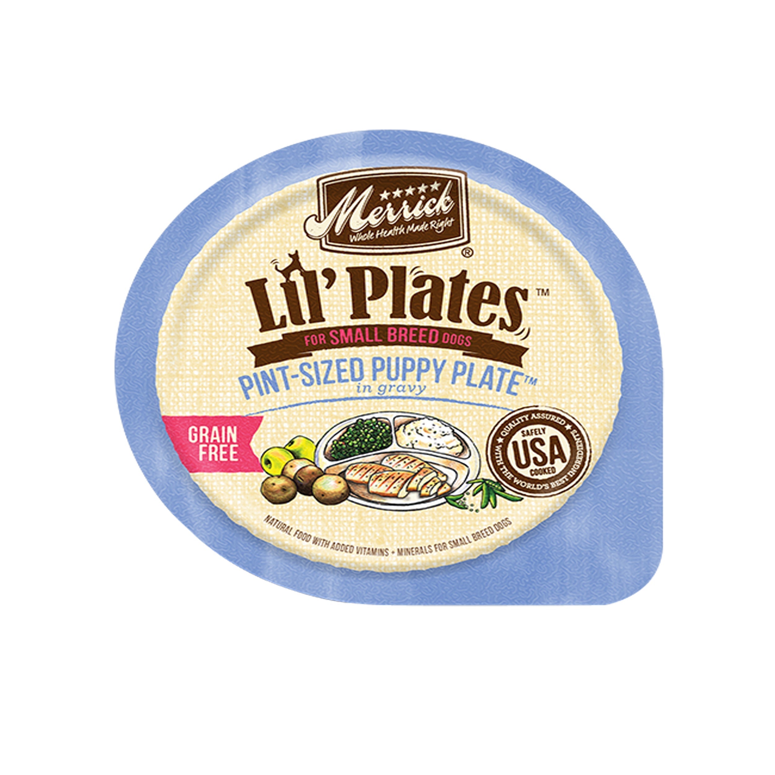 Merrick Lil Plates Grain Free Pint-Sized Puppy Plate In Gravy Dog Food 3.5oz. (Case of 12) Merrick Dog Food Wet