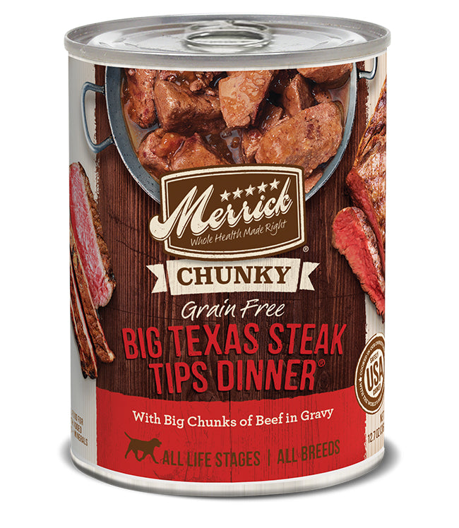 Merrick Dog Chunky Big Texas Steak 12.7oz. (Case of 12) Merrick Dog Food Wet