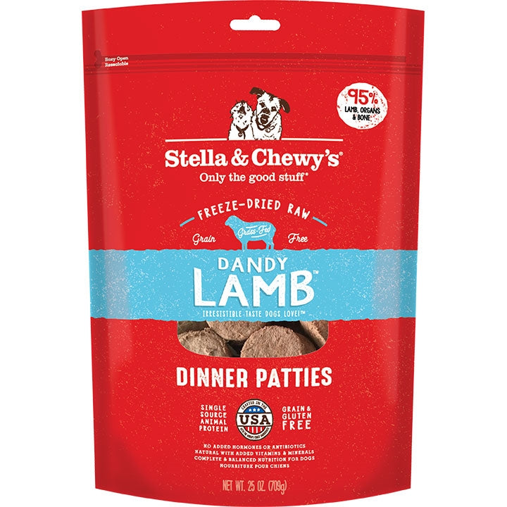 Stella And Chewys Freeze Dried Dandy Lamb Dinner Patties Raw Dog Food 25 oz. Stella & Chewys Dog Food Freeze Dried