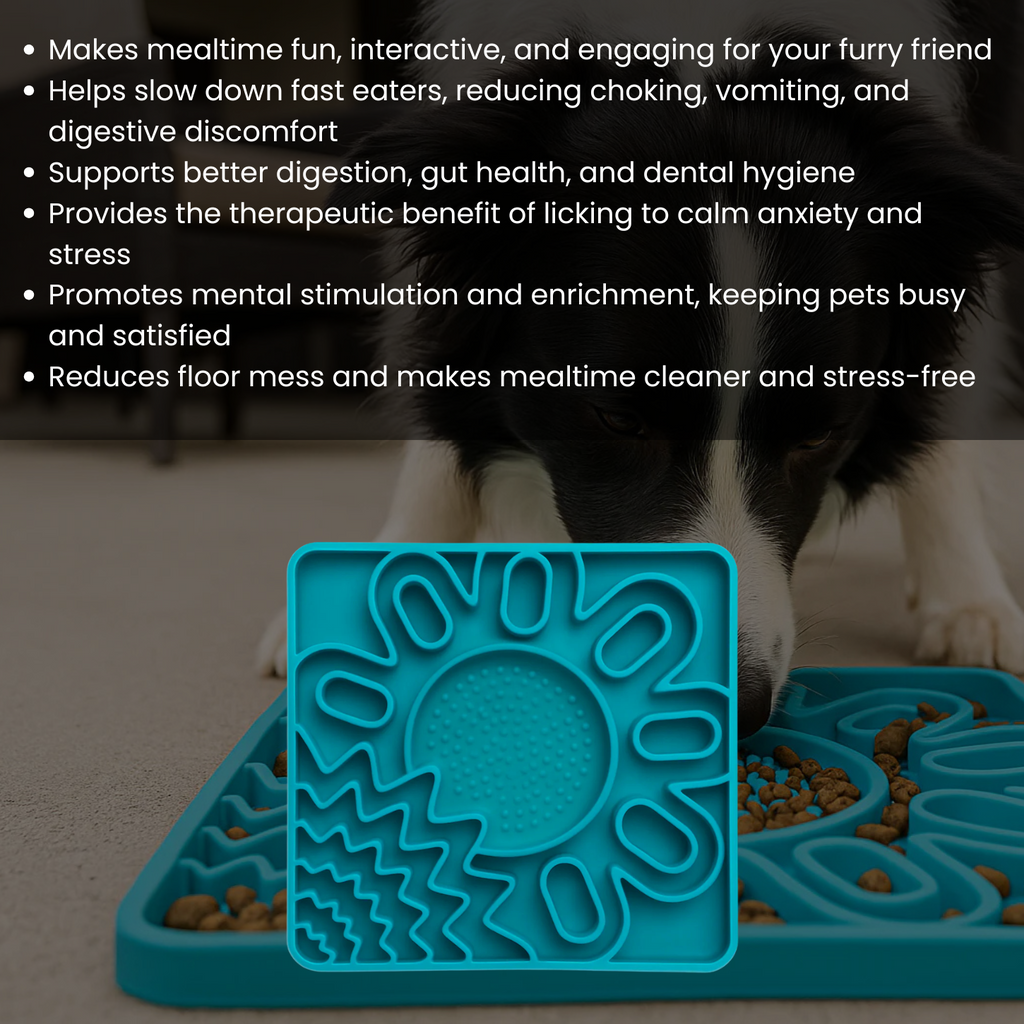 Messy Mutts Dog Cat Framed Silicone Interactive Multi Surface Mat 10In X 10In Blue Messy Mutts Dog Bowls and Dishes