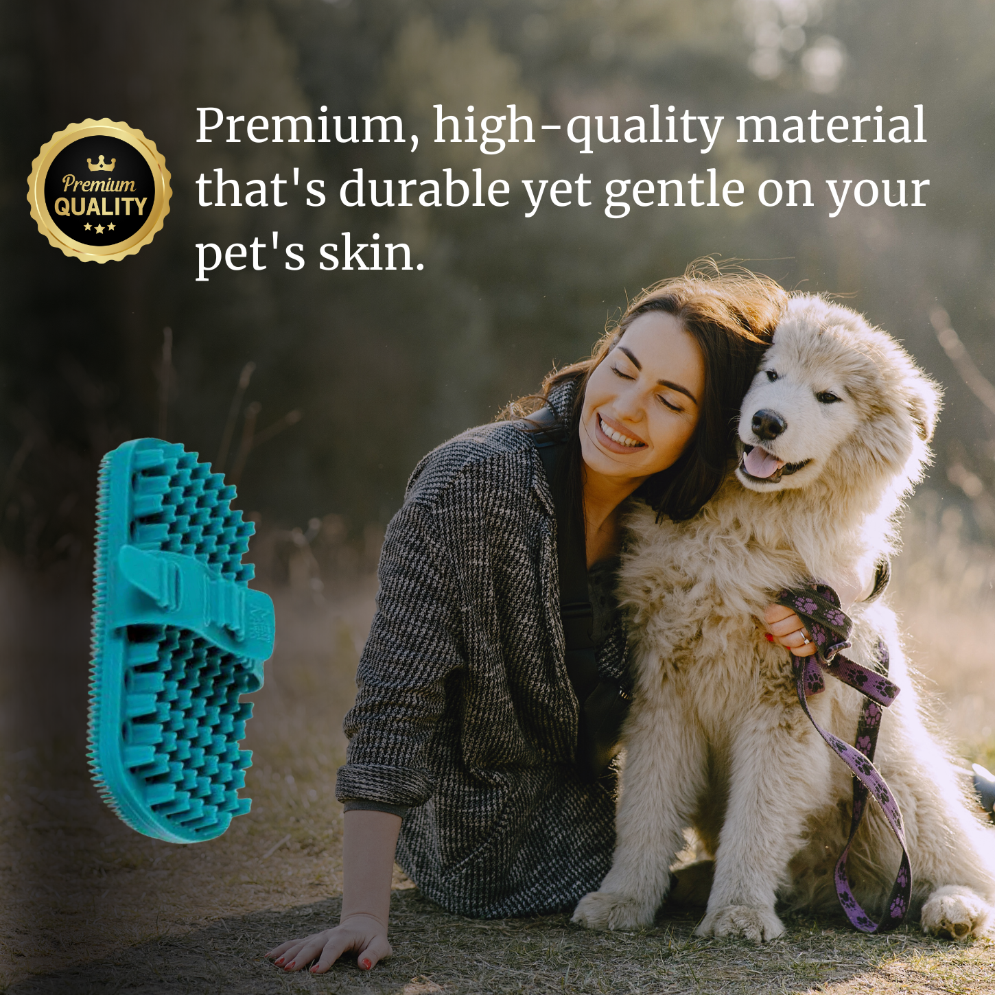 Messy Mutts Dog Grooming Brush | Double sides | Hand Strap | Silicone 6.3" x 3.5"; Messy Mutts Dog Grooming Tools