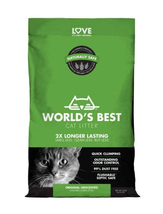 World's Best Cat Litter Original Unscented Cat Litter 1ea/15 lb Worlds Best Cat Litter Cat Litter