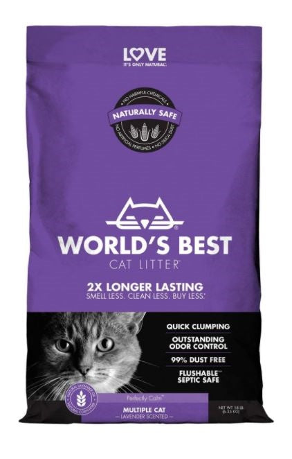 World's Best Cat Litter Multiple Cat Lavender Scented Cat Litter 1ea/15 lb Worlds Best Cat Litter Cat Litter