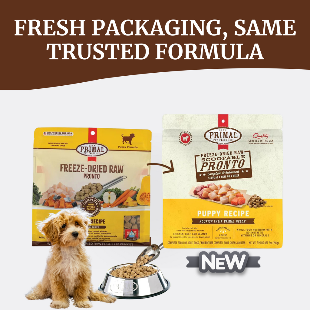 Primal Dog Freeze-Dried Pronto Puppy Chicken Salmon 7oz. Primal Pet Food Dog Food Freeze Dried