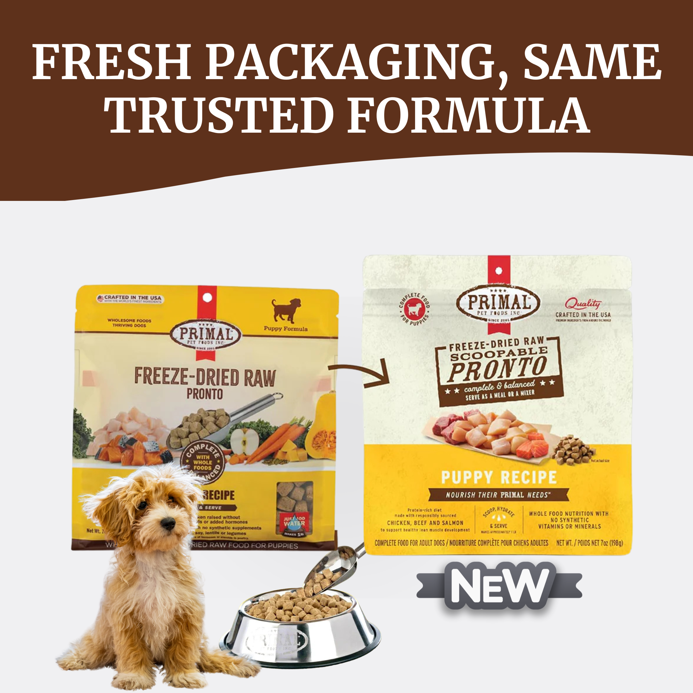 Primal Dog Freeze-Dried Pronto Puppy Chicken Salmon 7oz. Primal Pet Food Dog Food Freeze Dried