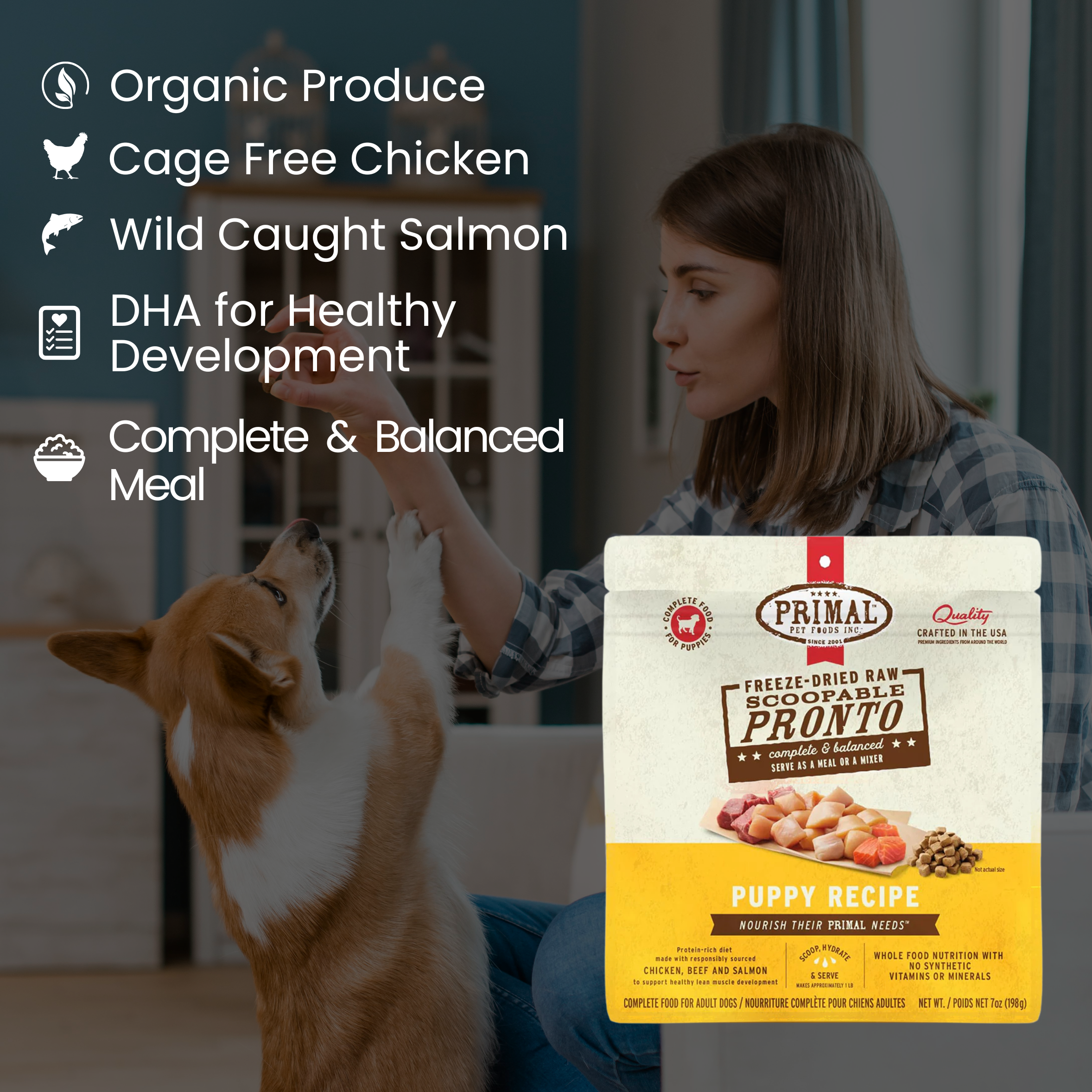 Primal Dog Freeze-Dried Pronto Puppy Chicken Salmon 7oz. Primal Pet Food Dog Food Freeze Dried