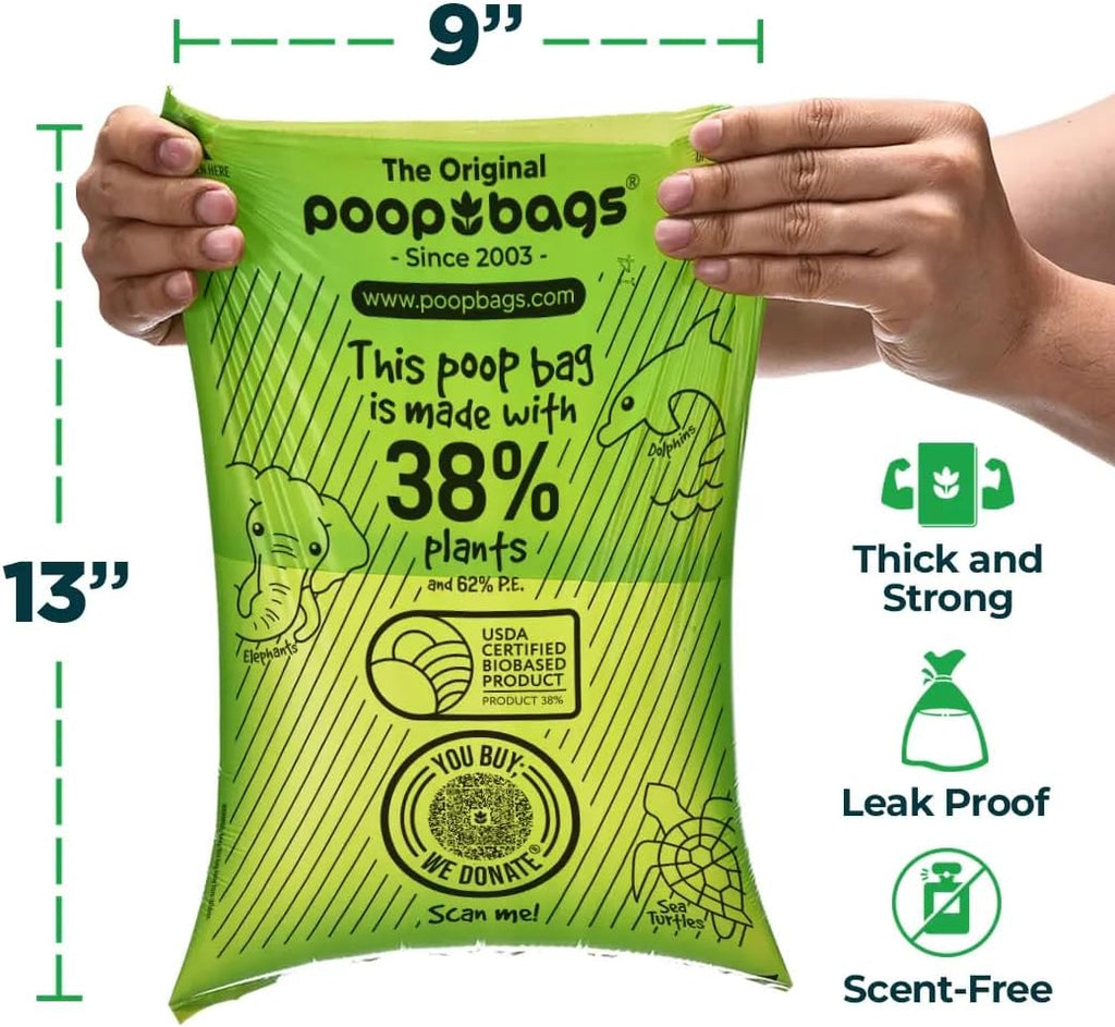 The Original PoopBags Dog Poop Bags, 120 Count, Unscented, Plant Based, Leakproof, Durable, Easy to Use The Original Poop Bags Dog Cleaning and Potty Poop Bags