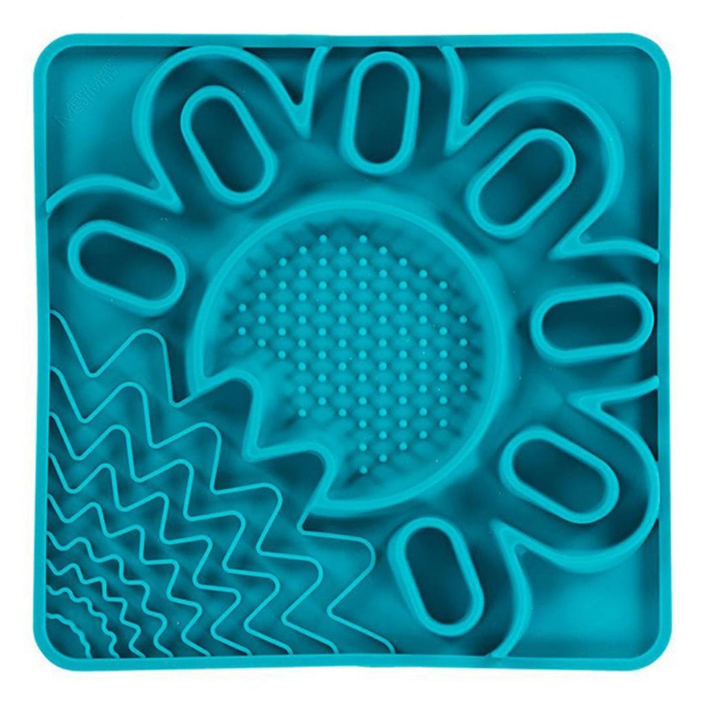 Messy Mutts Dog Cat Framed Silicone Interactive Multi Surface Mat 10In X 10In Blue Messy Mutts Dog Bowls and Dishes