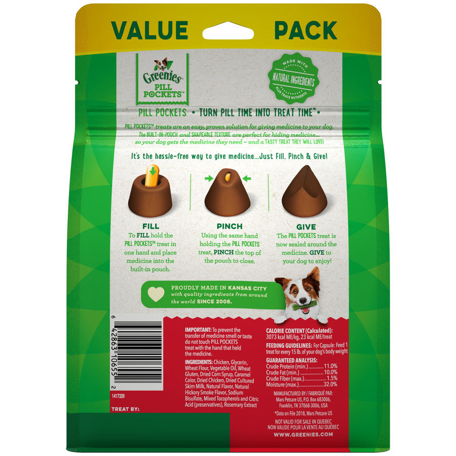Greenies Pill Pockets for Capsules Hickory Smoke 1ea/60 ct, 15.8 oz Greenies Dog Treats Soft & Chewy