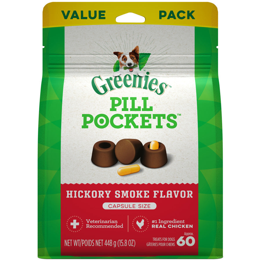 Greenies Pill Pockets for Capsules Hickory Smoke 1ea/60 ct, 15.8 oz Greenies Dog Treats Soft & Chewy