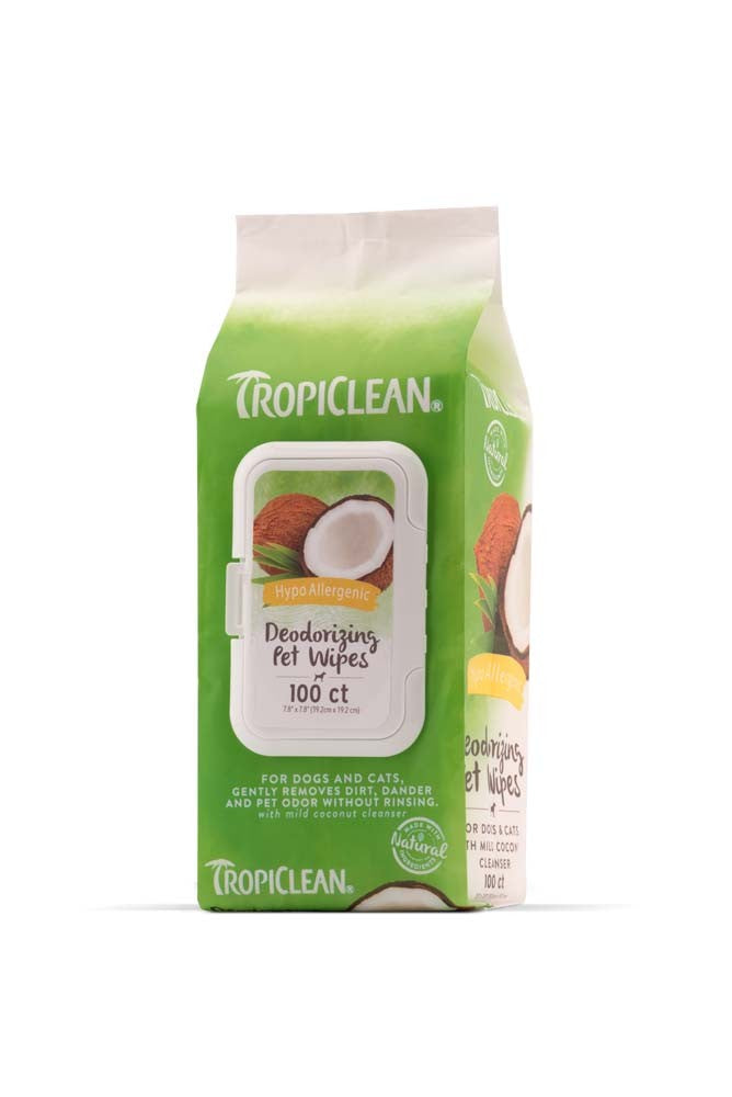TropiClean Hypo-Allergenic Cleaning Wipes for Dogs 1ea/100 ct TropiClean Dog Grooming Sprays