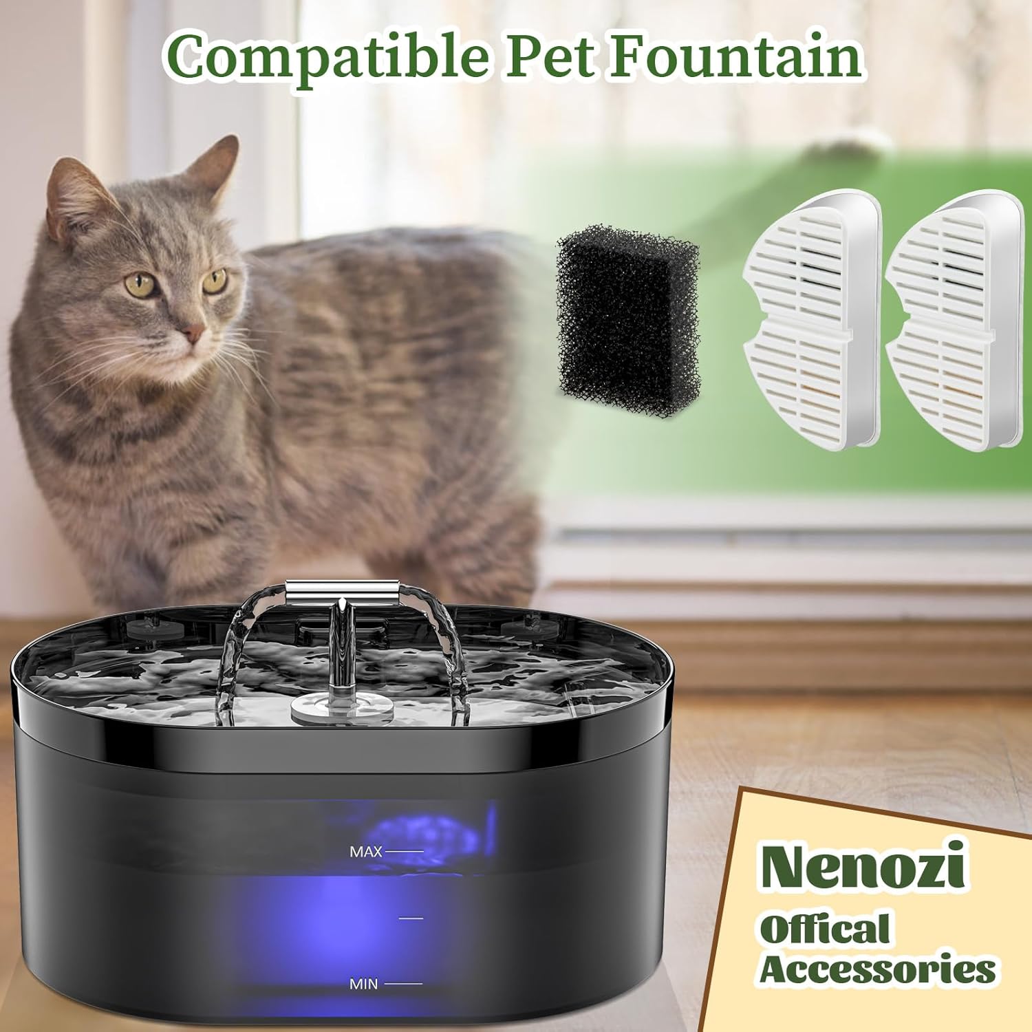 9 Pack Replacement Filters & 9 Pack Replacement Pre-Filter Sponges for 2.2L/74oz Automatic Pet Water Fountain Stainless Steel Cat Water Fountain Replacement Cat Drinking Fountain Filters Bargo Shop