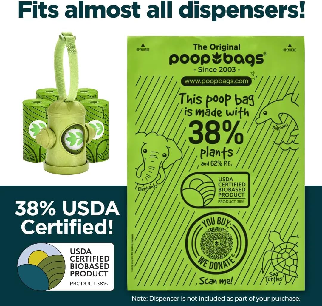The Original PoopBags Dog Poop Bags, 120 Count, Unscented, Plant Based, Leakproof, Durable, Easy to Use The Original Poop Bags Dog Cleaning and Potty Poop Bags