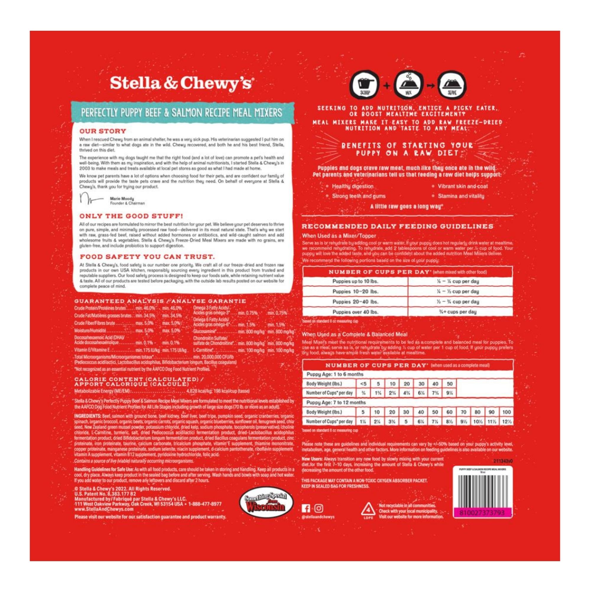 Stella and Chewys Dog Freeze-Dried Mixer Puppy Beef and Salmon 18oz. Stella & Chewys Dog Food Freeze Dried