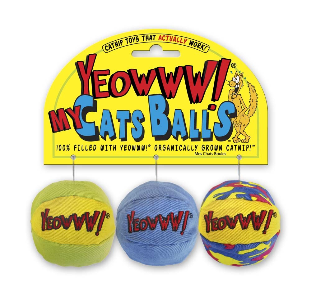 Yeowww My Cats Ball Catnip Toy MultiColor, 2 in, 3 pk Yeowww! Catnip Cat Toys Balls