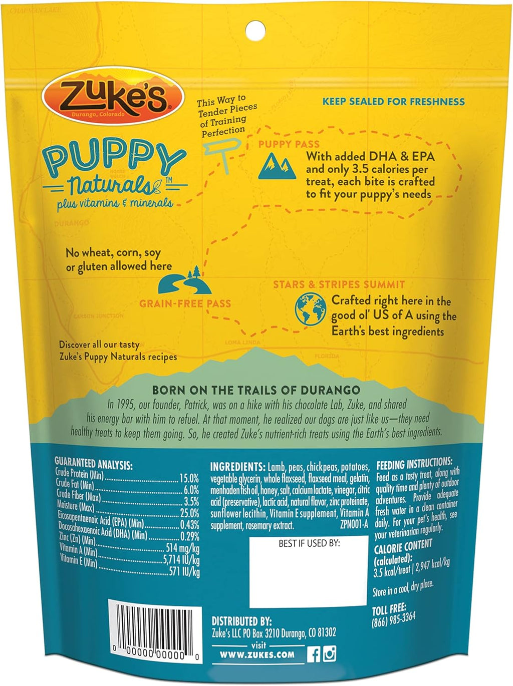 Zuke's Puppy Naturals | Training Dog Treats | Lamb & Chickpea Recipe | Grain Free | 5 oz Pack Zukes Dog Treats Soft & Chewy