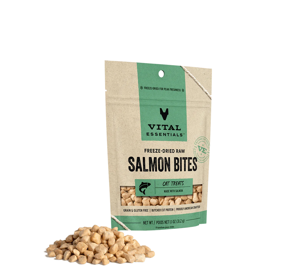 Vital Essentials Cat Freeze-Dried Treat Bites Salmon 1.1oz. Vital Essentials Cat Treats Freeze Dried