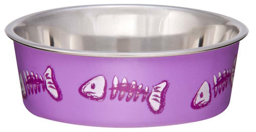 Loving Pets Bella Designer Fish Skeleton Cat Dish Lilac 1ea/XS Loving Pets Cat Bowls & Feeders