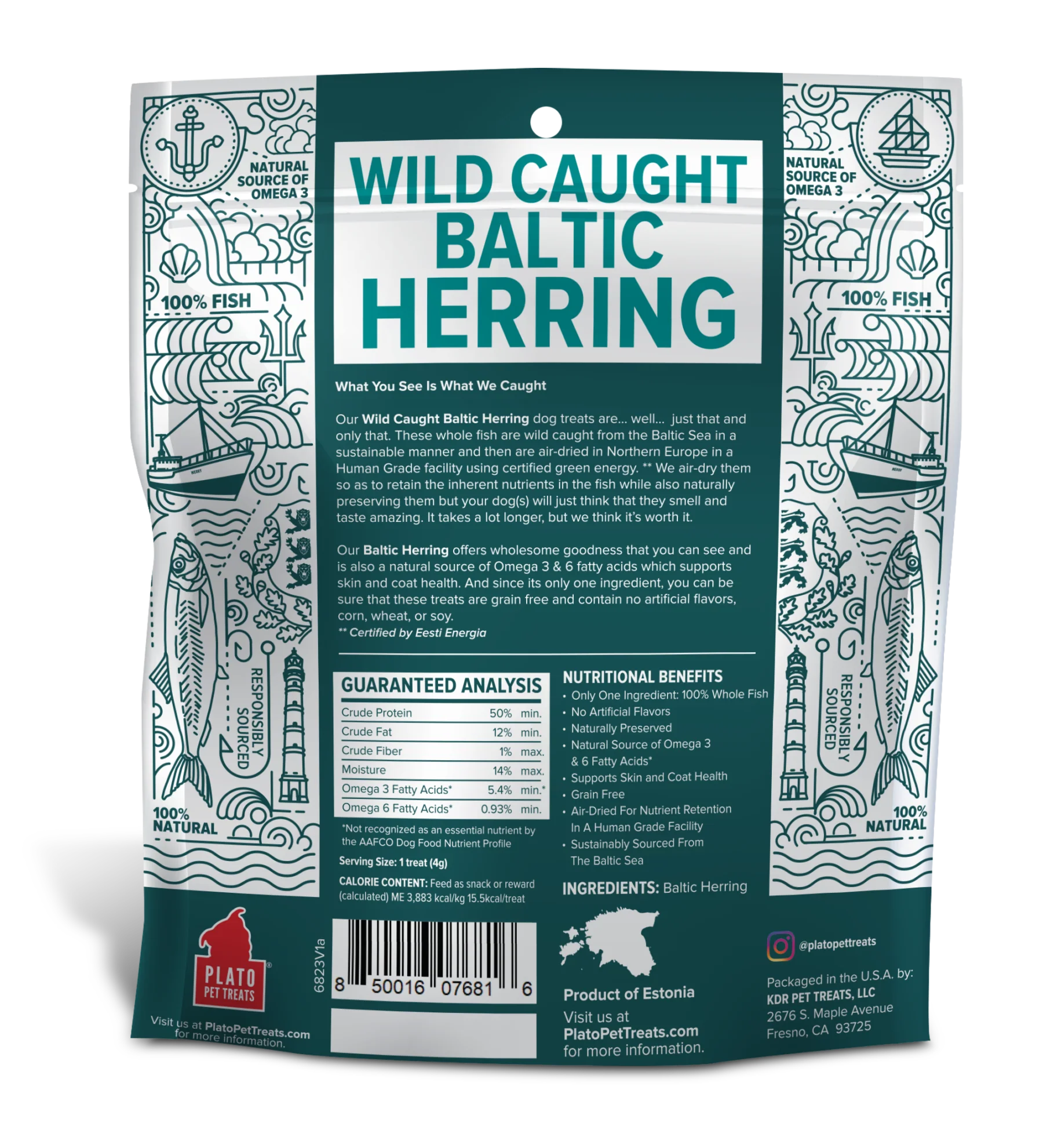 Plato Dog Baltic Herring 3 oz. Plato Pet Treats Dog Treats Jerky