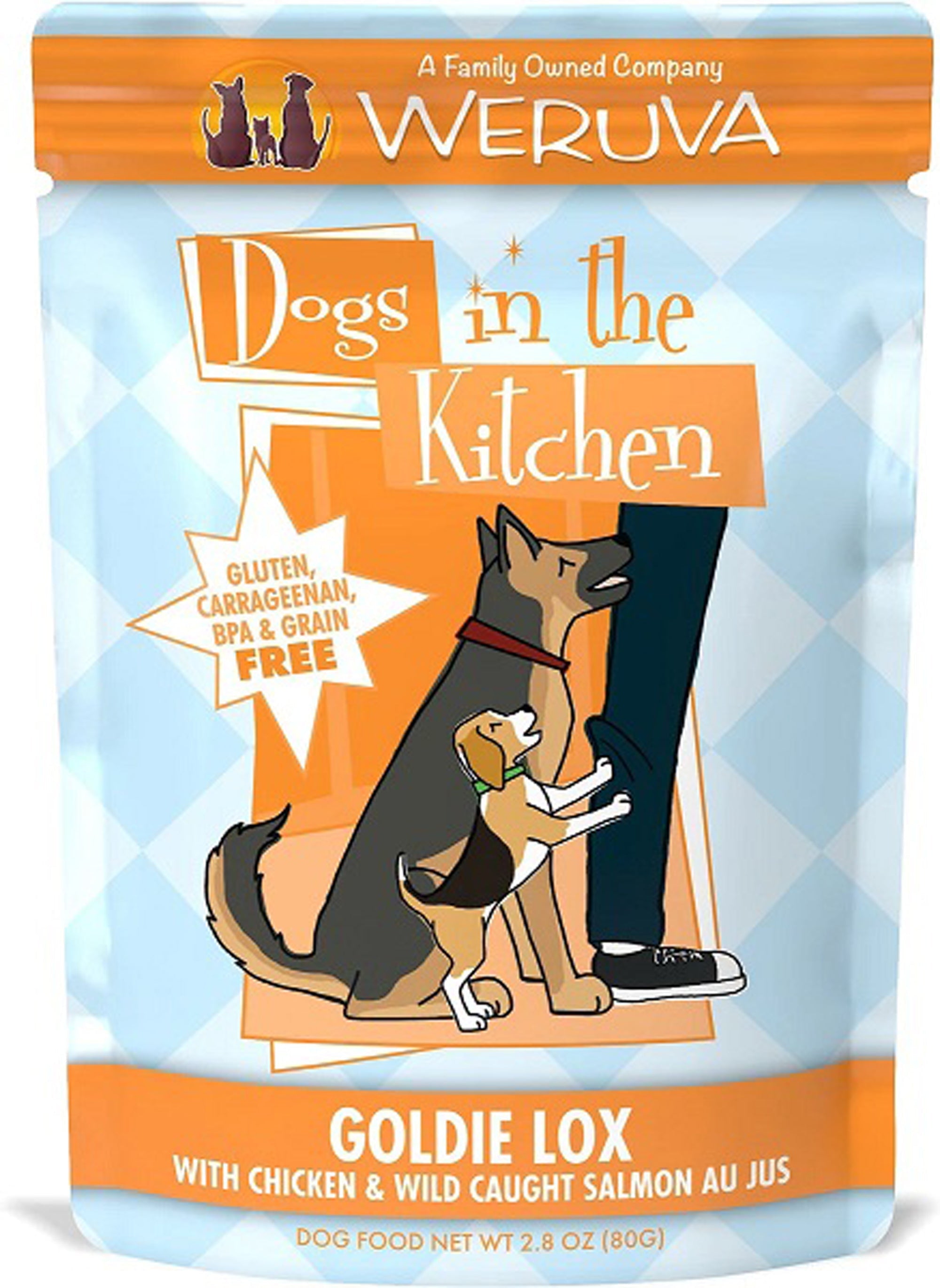Dogs In The Kitchen Dog Goldie Lox With Chicken & Wild-Caught Salmon Au Jus 2.8oz. Pouch (Case of 12) Weruva Dog Food Wet