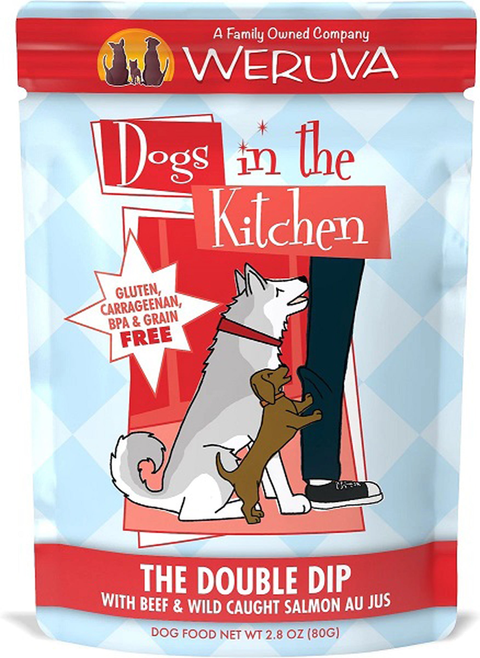 Dogs In The Kitchen Dog The Double Dip With Beef & Wild-Caught Salmon Au Jus 2.8oz. Pouch (Case of 12) Weruva Dog Food Wet