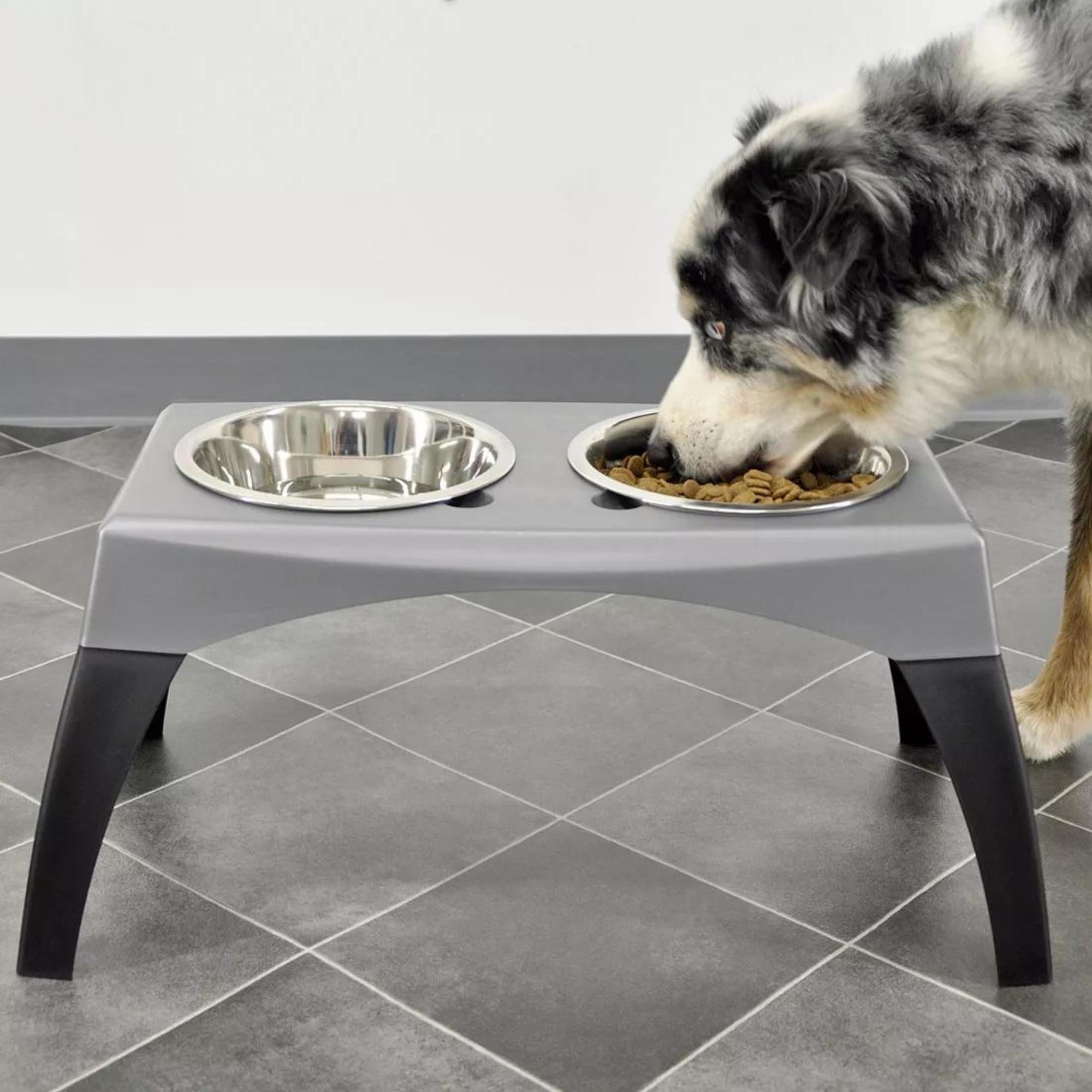 Bergan Stormcloud Elevated Feeder 2 Dog Bowl Black/Grey 1ea/XL Bergan Dog Bowls and Dishes