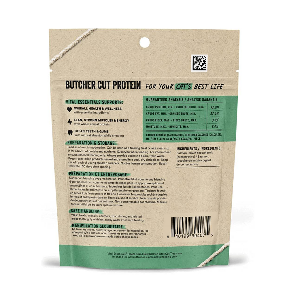 Vital Essentials Cat Freeze-Dried Treat Bites Salmon 1.1oz. Vital Essentials Cat Treats Freeze Dried