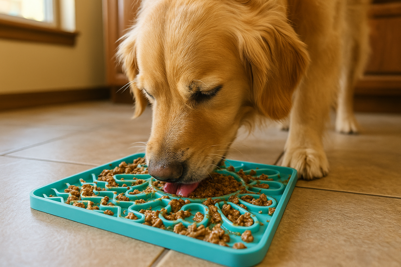 Messy Mutts Dog Cat Framed Silicone Interactive Multi Surface Mat 10In X 10In Blue Messy Mutts Dog Bowls and Dishes